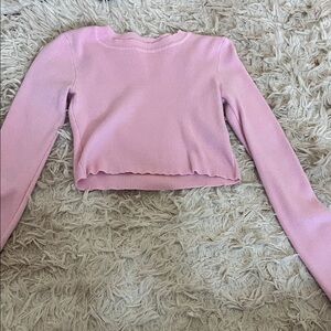 SHEIN Light Pink Cropped Long-Sleeve Knit Top